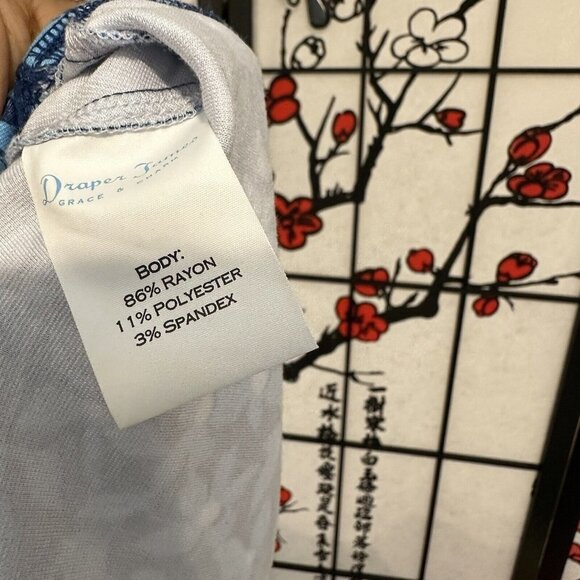 Draper James Blue Floral Flutter Sleeve Grotto Shift Shirt Dress Size L - Picture 6 of 6